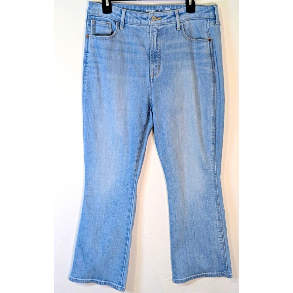 Old Navy Women’s High Rise Vintage Cropped Flare Jeans Blue Denim Size 12